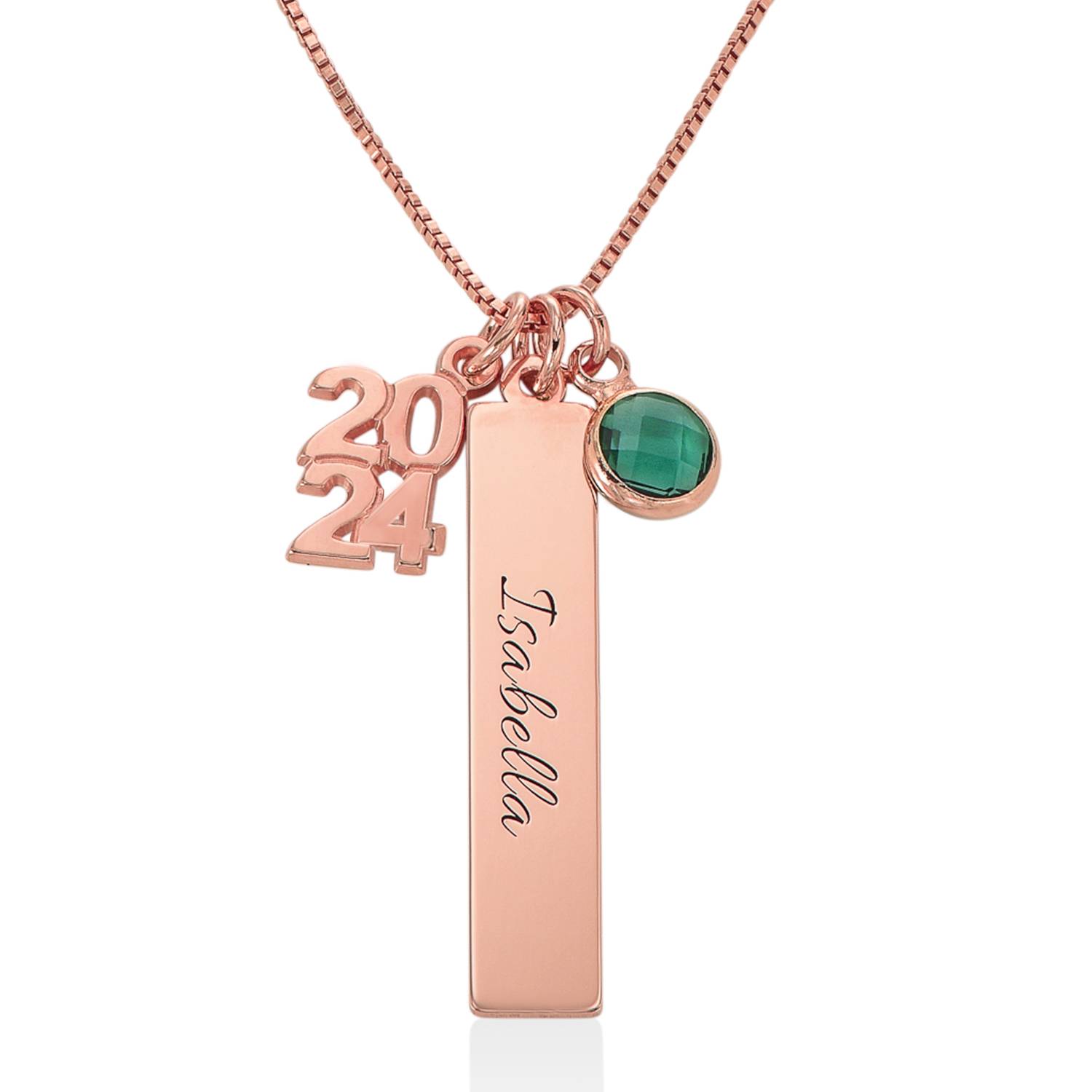 personalized charms graduation necklace in rose gold plating-1 product photo