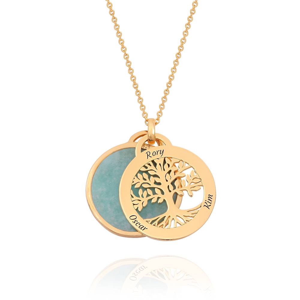 Personalized Family Tree Necklace with Semi-Precious Stone in 18K Gold Plating-5 product photo