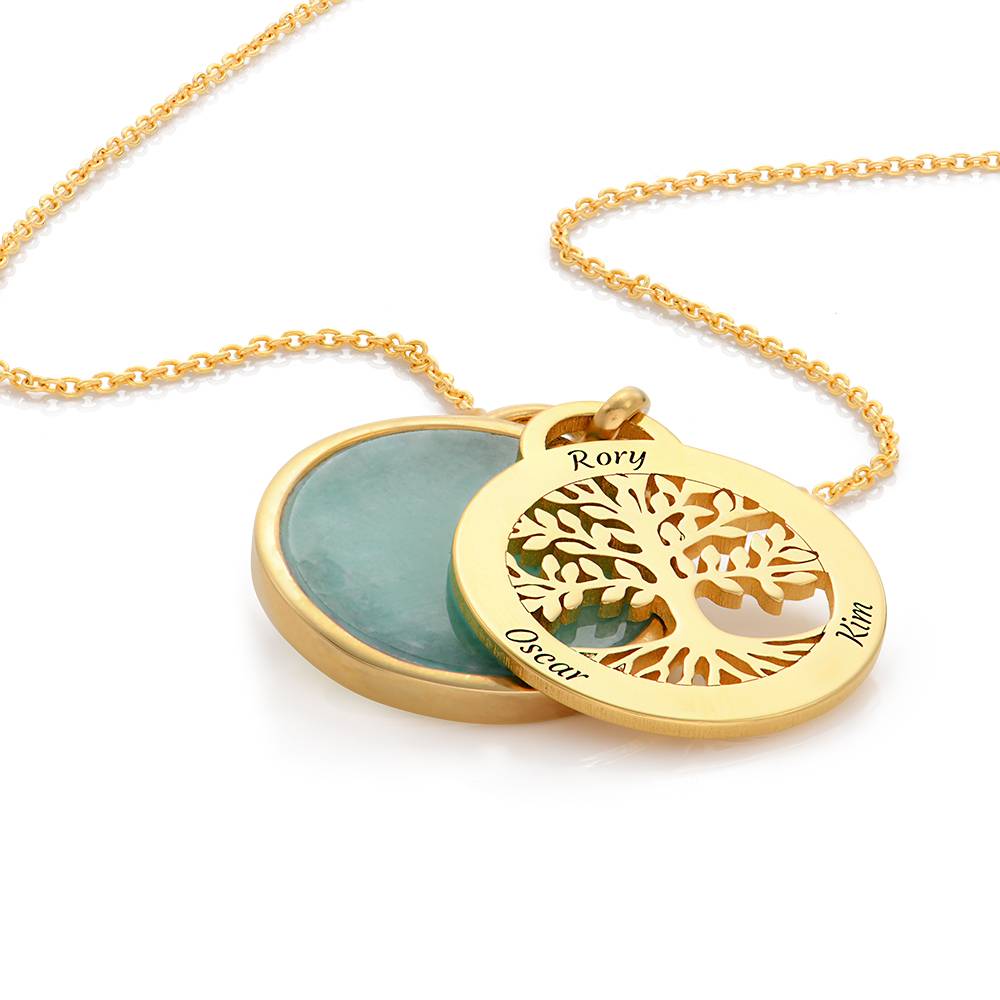 Personalized Family Tree Necklace with Semi-Precious Stone in 18K Gold Plating product photo