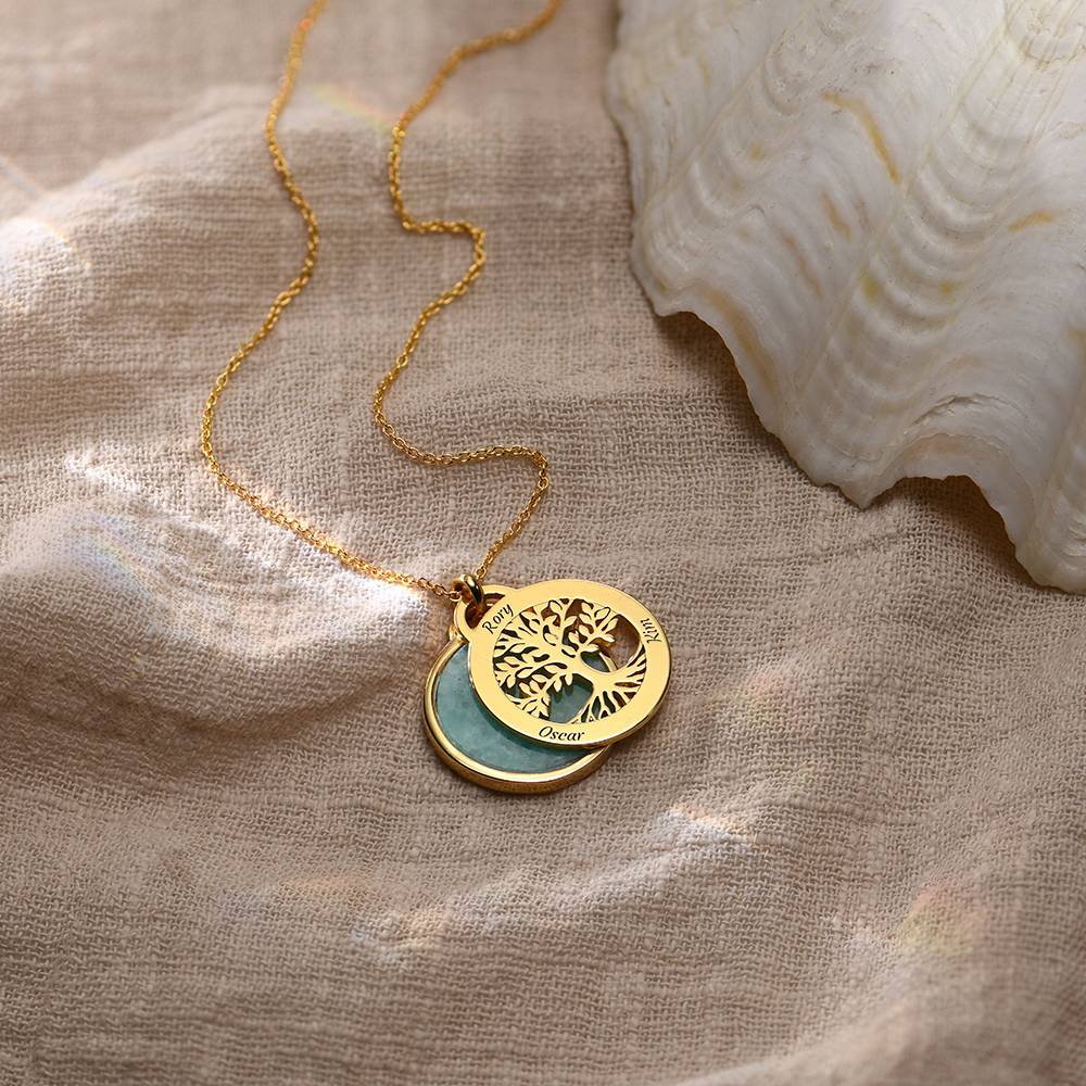Personalized Family Tree Necklace with Semi-Precious Stone in 18K Gold Vermeil-6 product photo