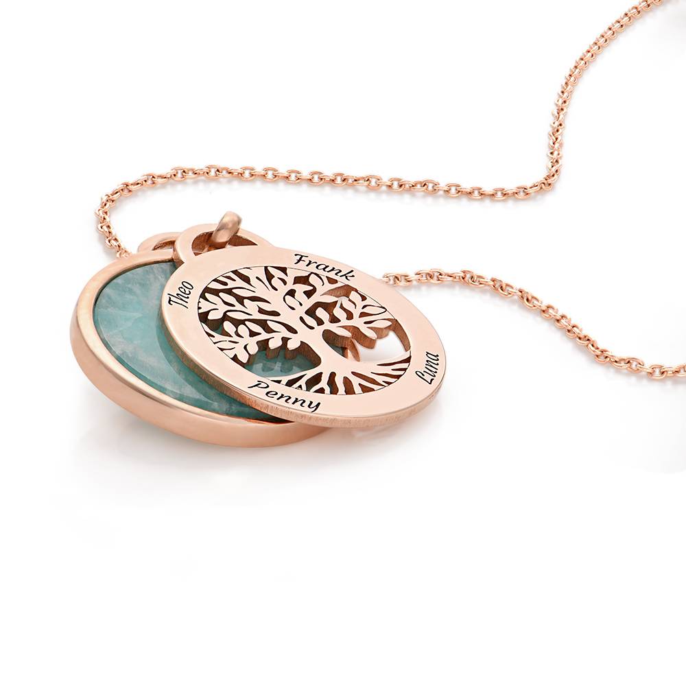 Personalized Family Tree Necklace with Semi-Precious Stone in 18K Rose Gold Plating-8 product photo