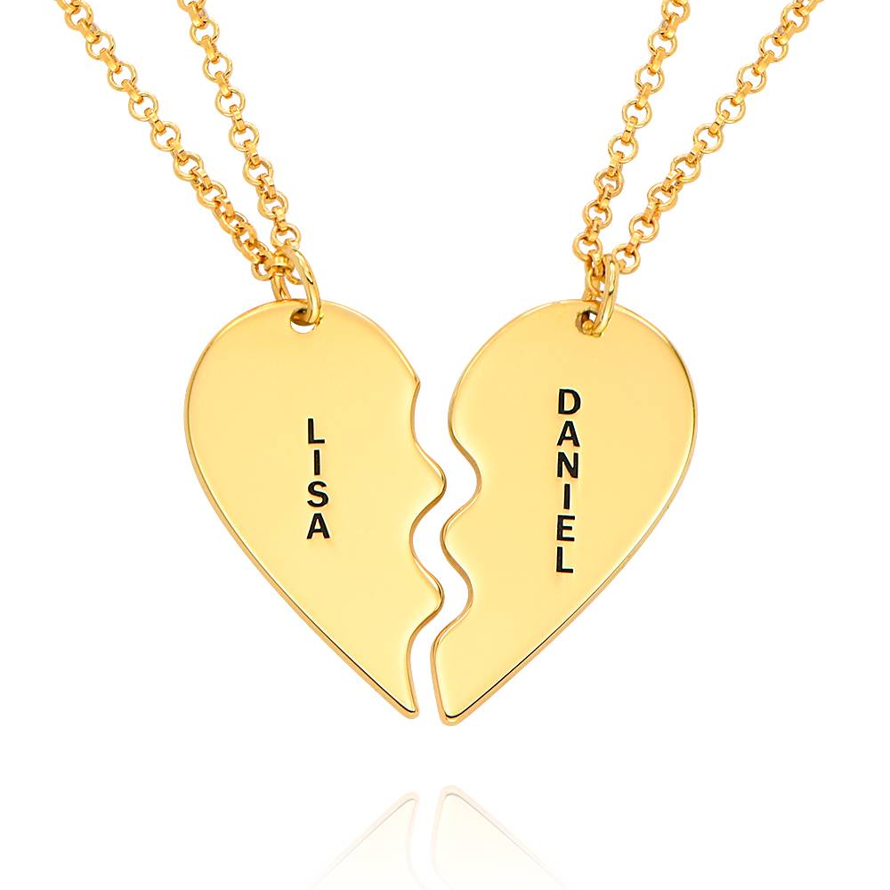Personalized Two Souls One Heart Necklace in 18K Gold Plating product photo