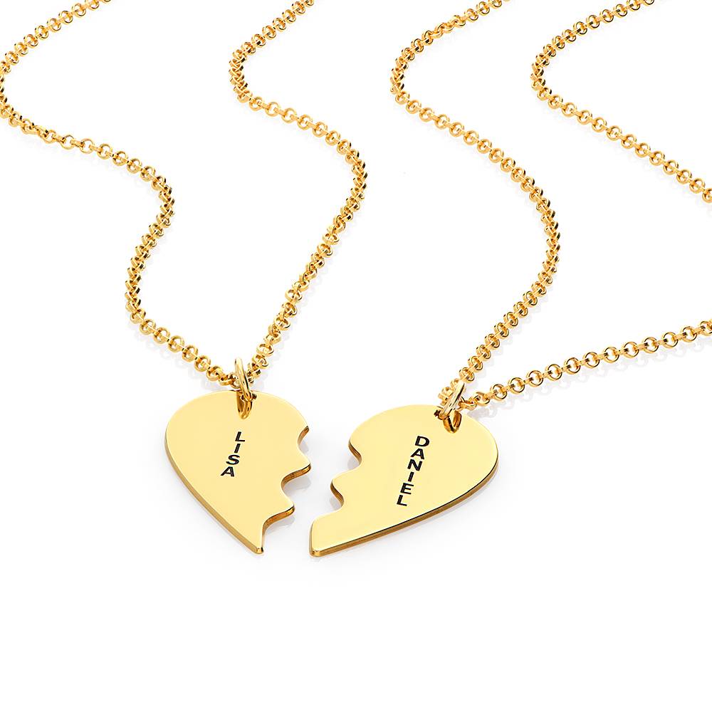 Personalized Two Souls One Heart Necklace in 18K Gold Vermeil-2 product photo