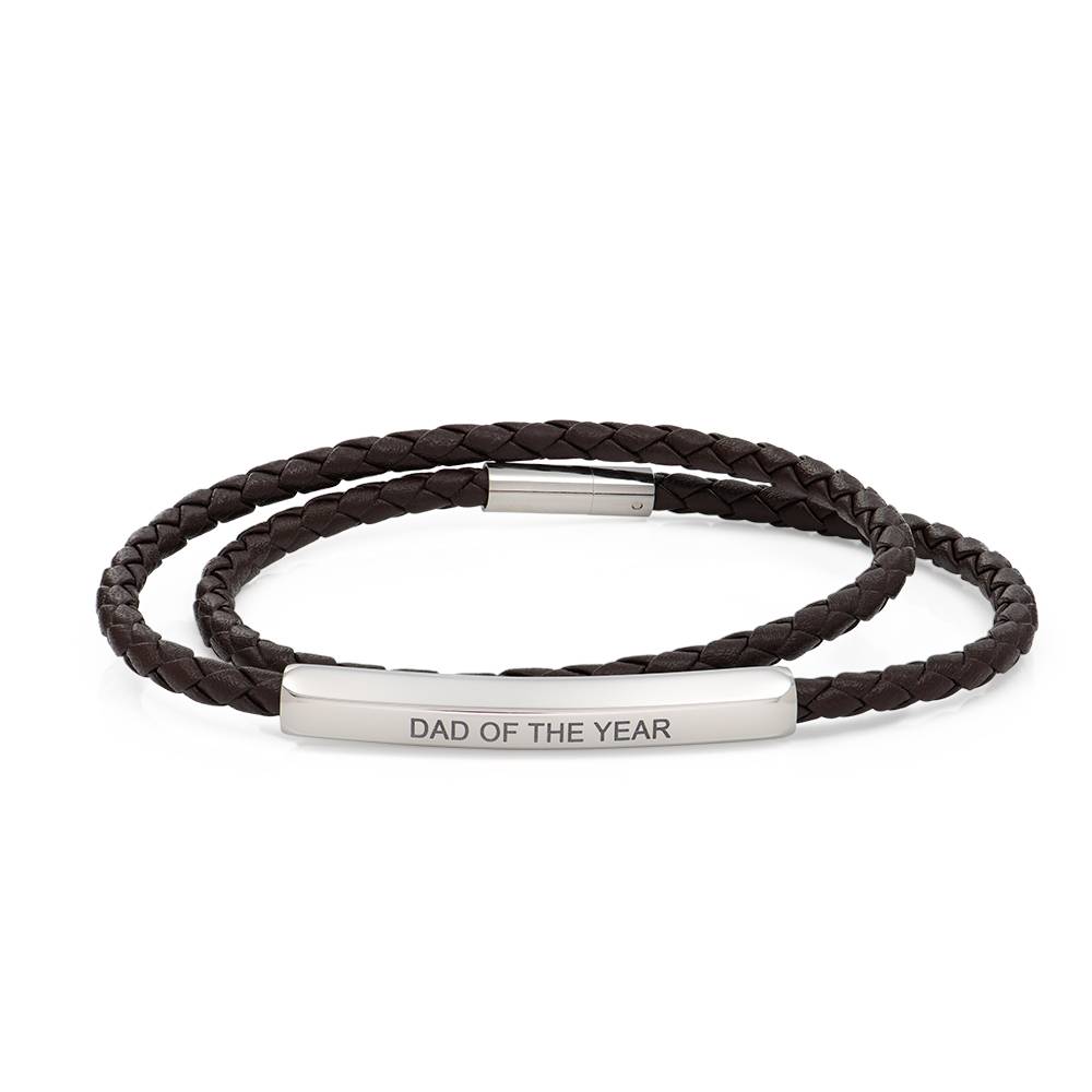 Personalized Woven Leather Double Wrap Bracelet for Men-7 product photo