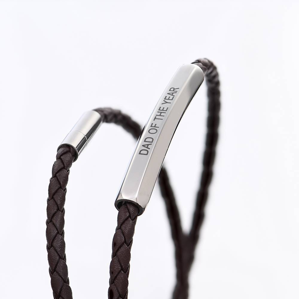 Personalized Woven Leather Double Wrap Bracelet for Men-1 product photo