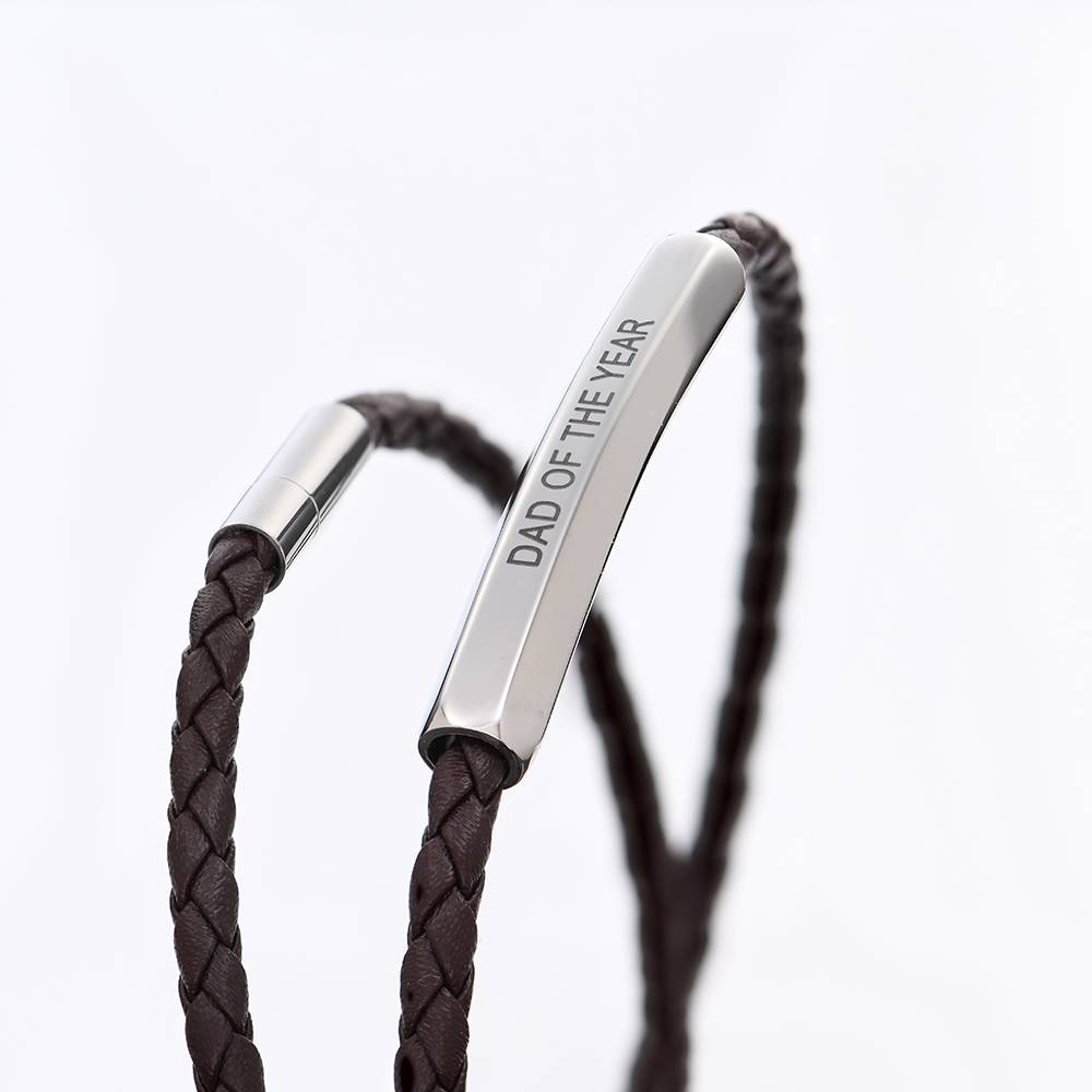 Personalized Woven Leather Double Wrap Bracelet for Men-5 product photo