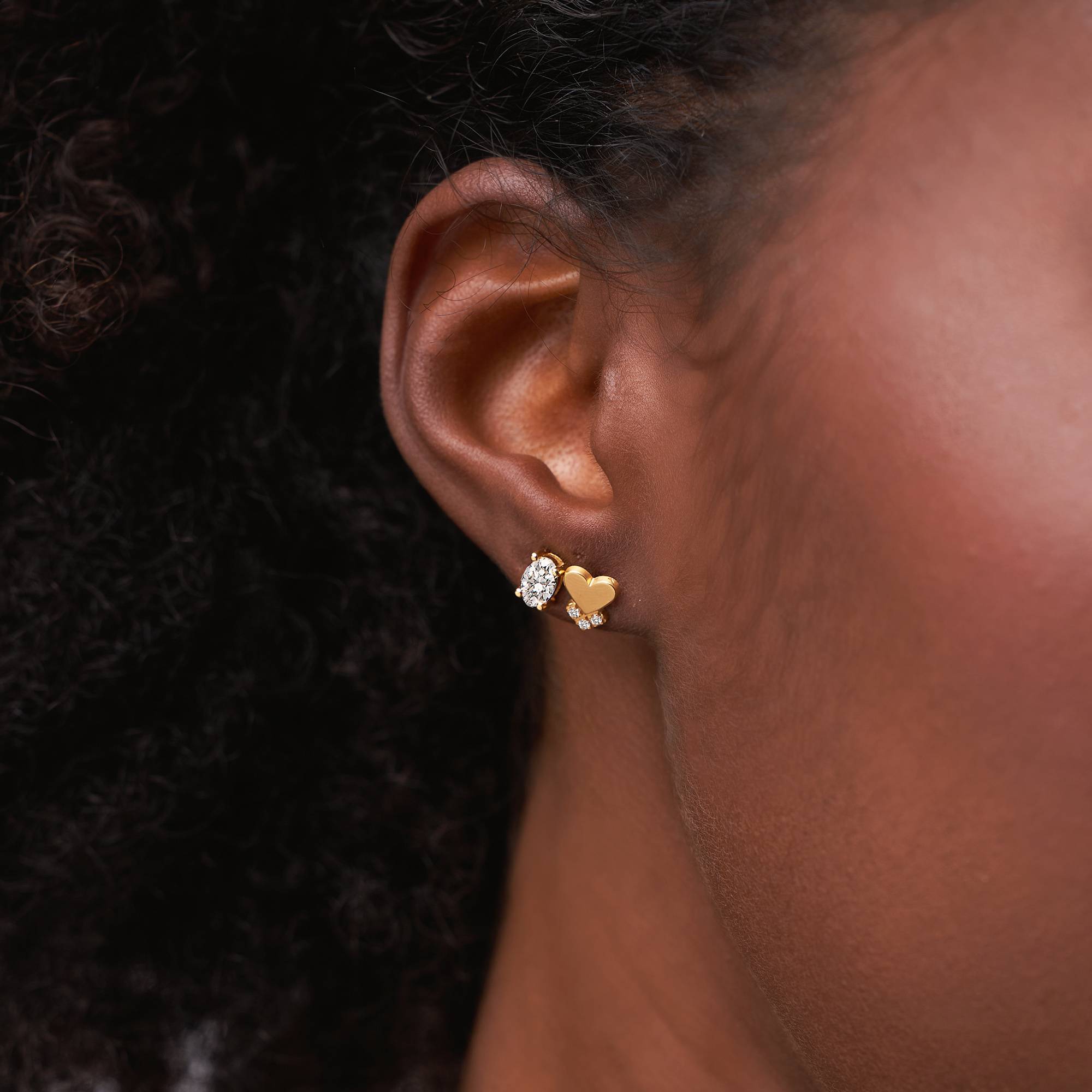 Remi Oval Stud Earrings in 18K Gold Plating-3 product photo
