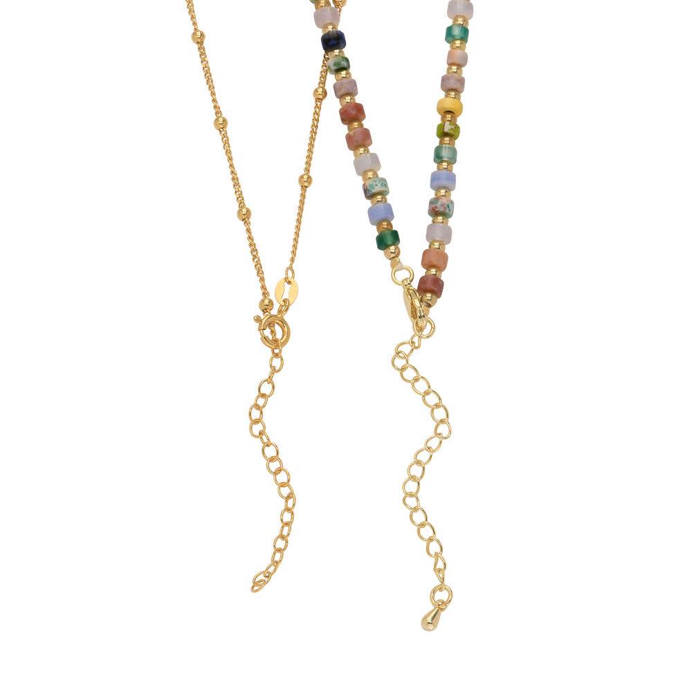 Resort Layered Beads Necklace with Initials and 0.10CT Diamond in Gold Plating-2 product photo