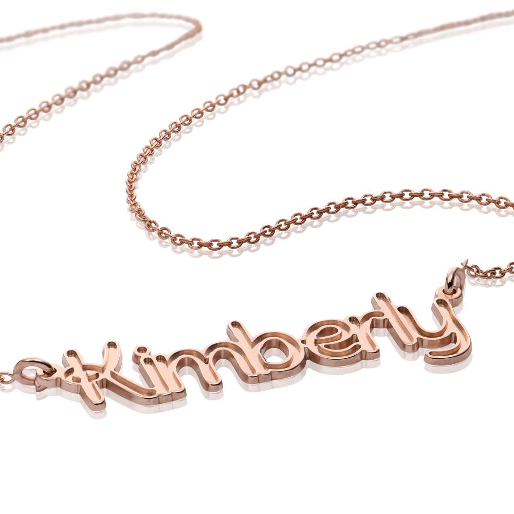 Riley Embossed Name Necklace in 18K Rose Gold Plating product photo