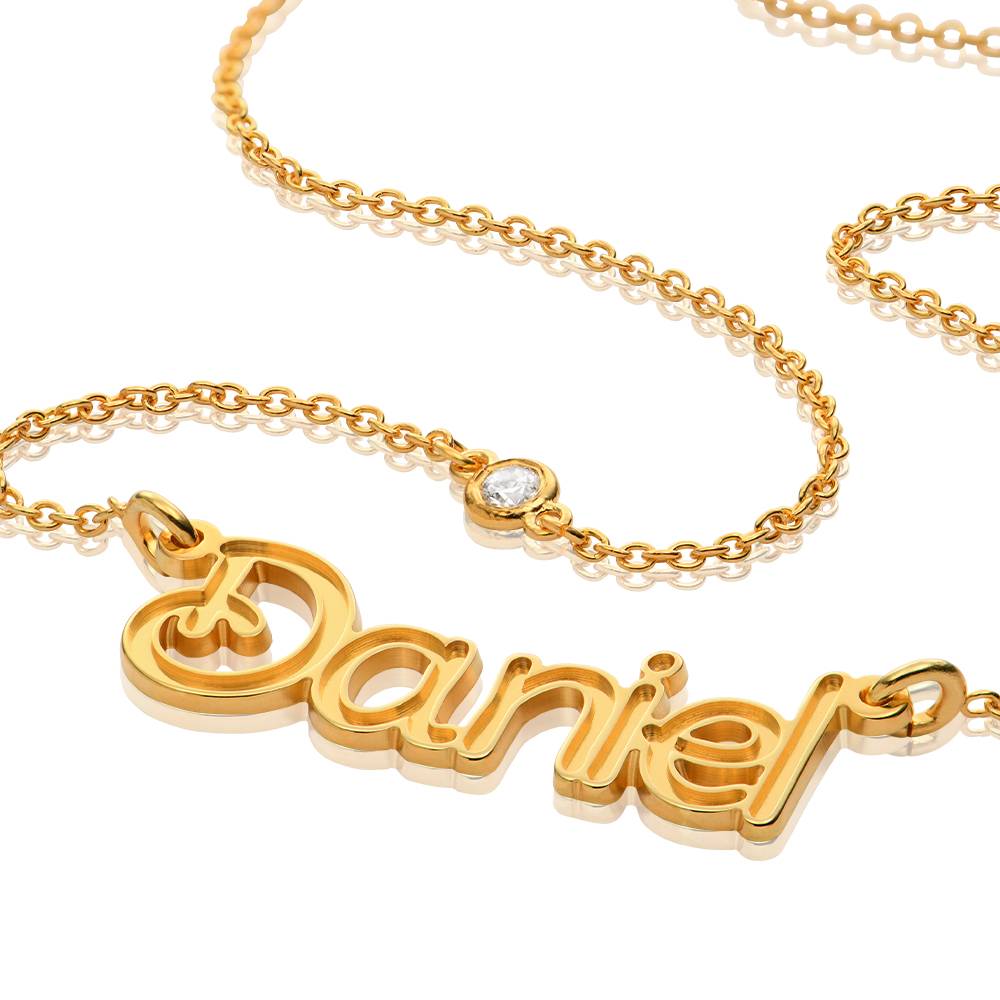 Riley Embossed Name Necklace with Diamond in 18K Gold Plating product photo