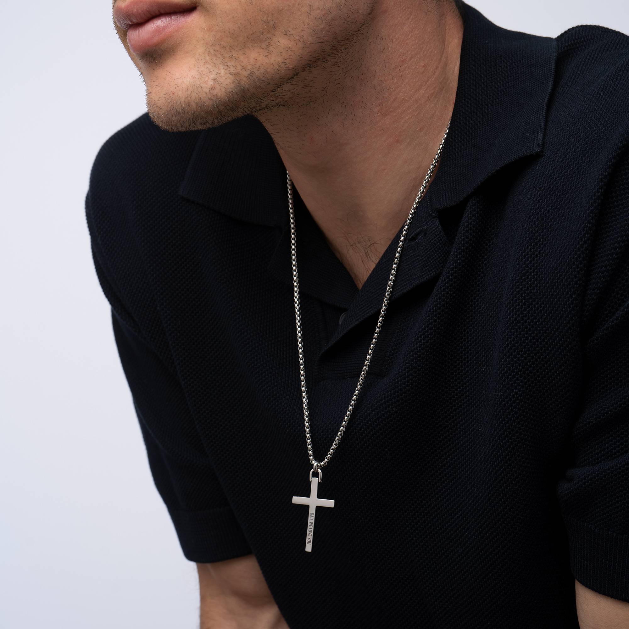 Personalized mens cross on sale necklace