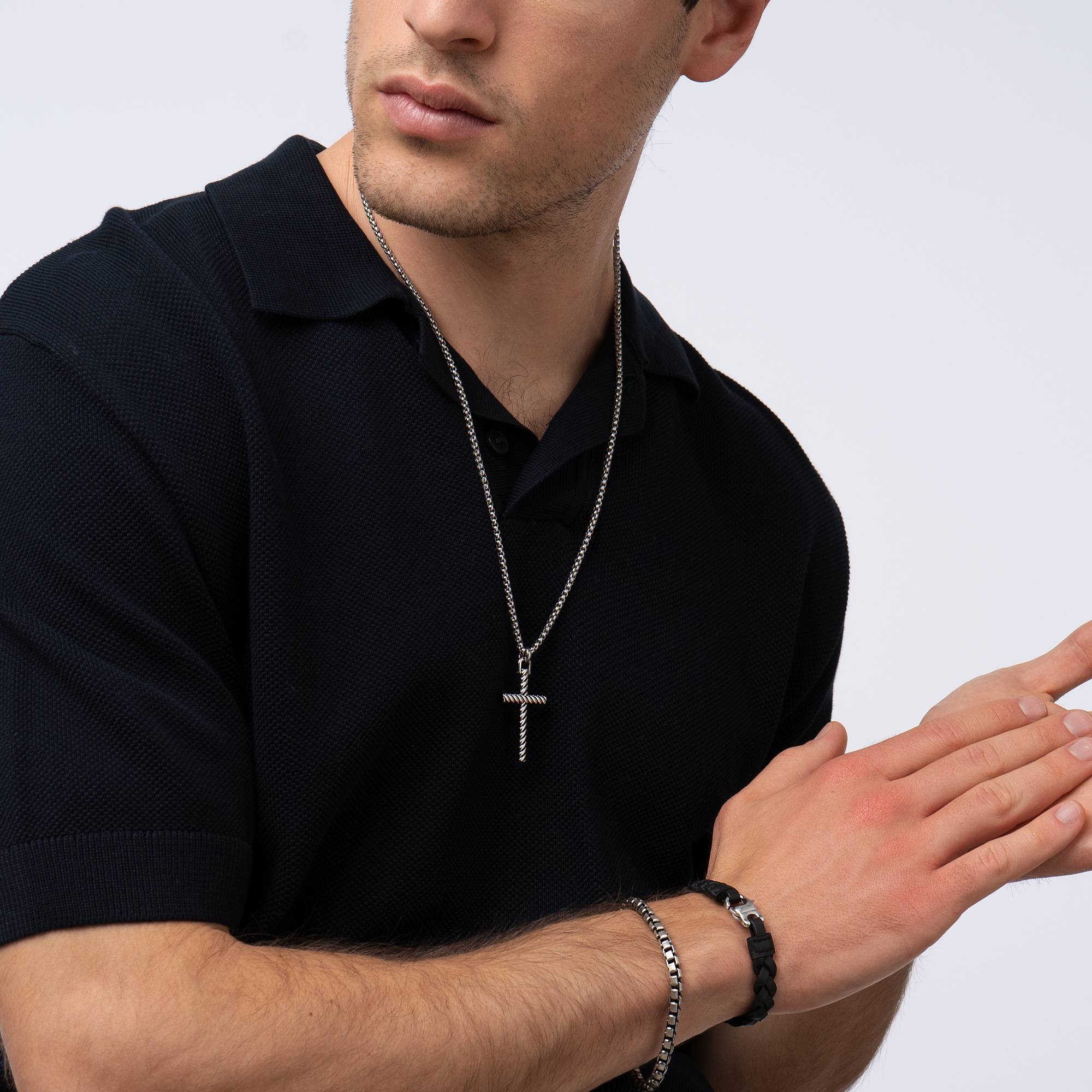 Adam's Rope Cross Necklace for Men-7 product photo