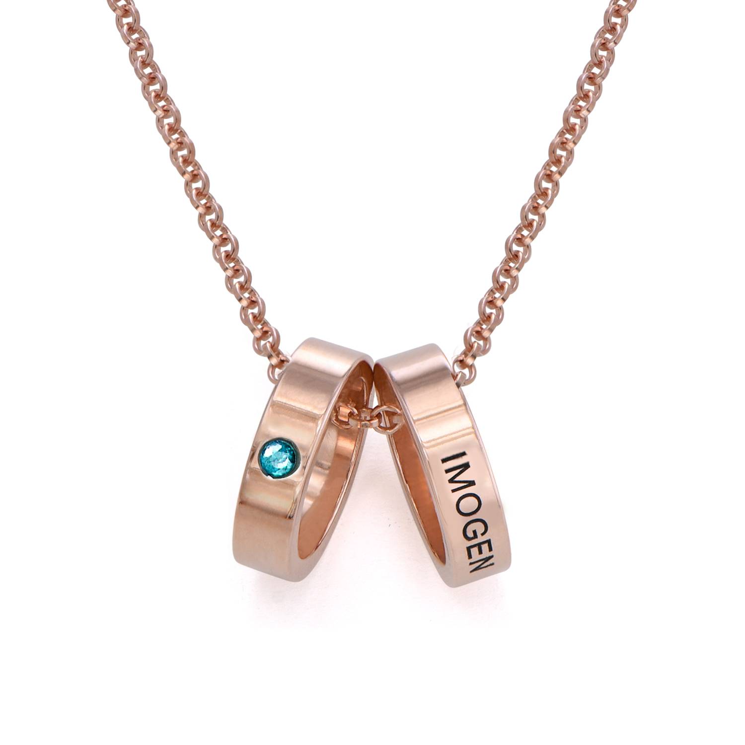 Rose Gold Plating Mother Ring Necklace with Engraving-3 product photo