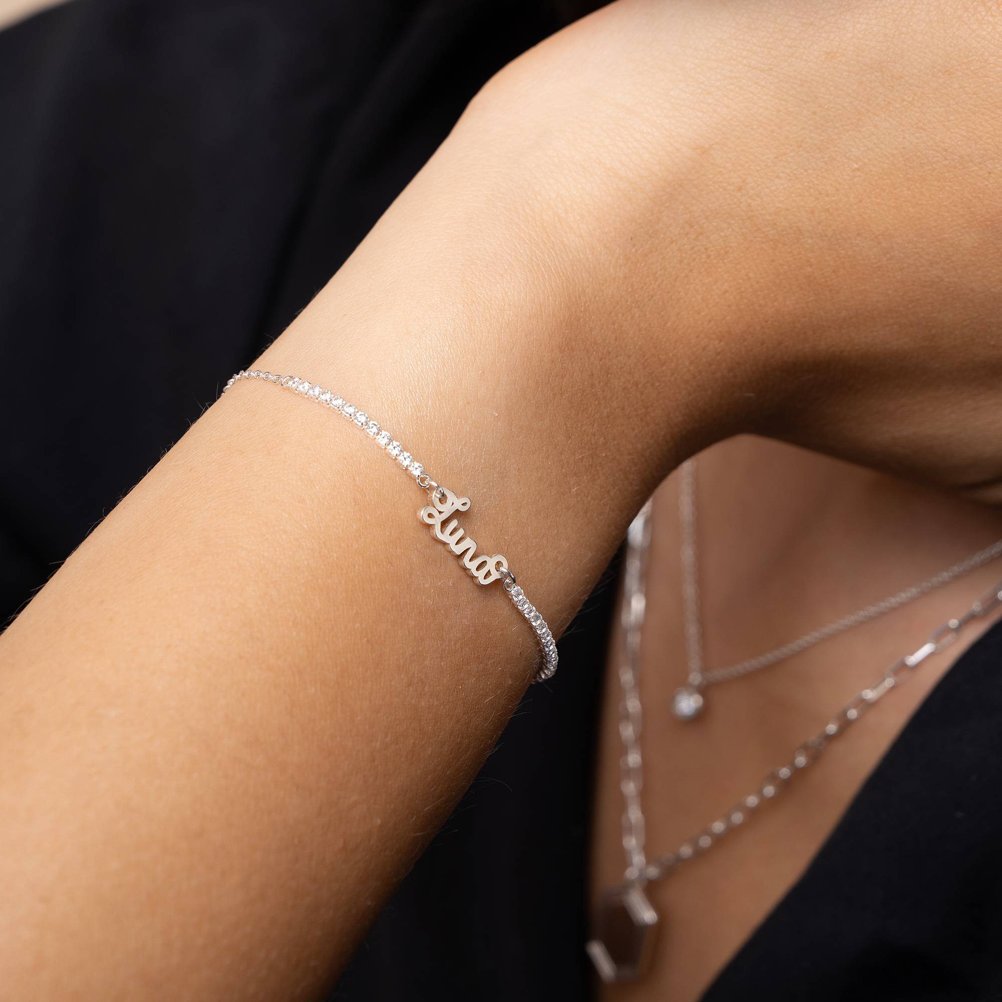 Rosie Name Tennis Bracelet in Sterling Silver-4 product photo