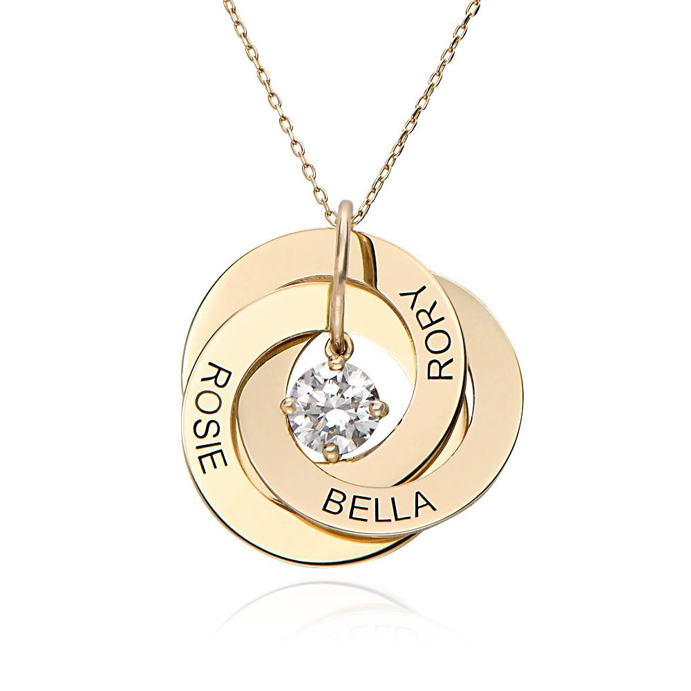 Russian Ring Necklace with 1CT Lab Diamond in 10K Yellow Gold-7 product photo