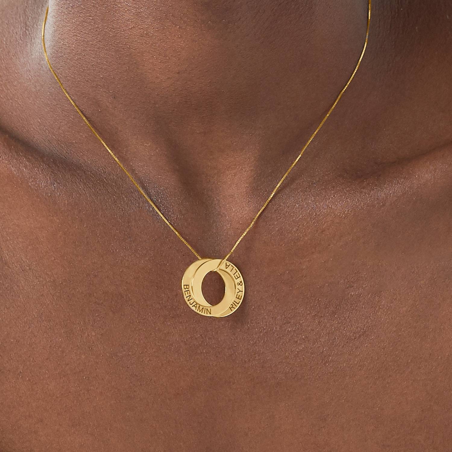 Russian Ring Necklace with 2 Rings in 10K Yellow Gold-3 product photo