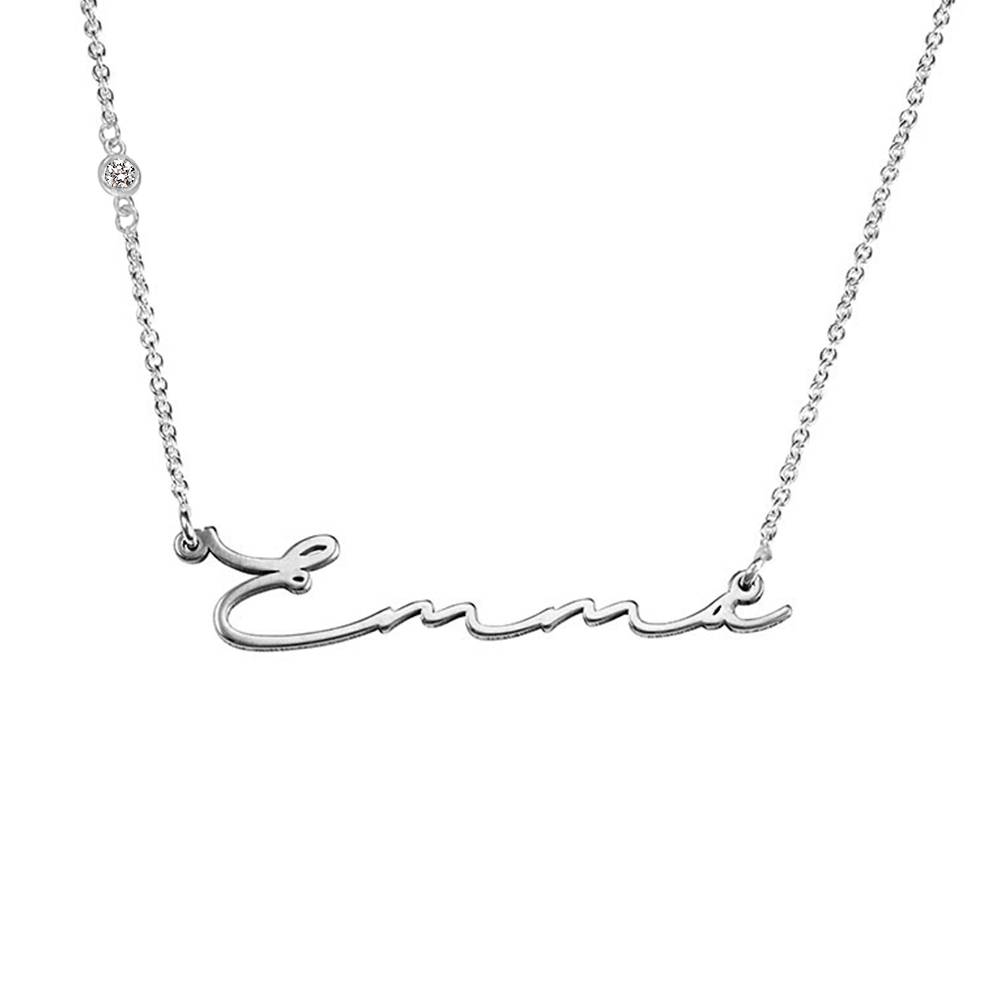 Signature Style Name Necklace in Sterling Silver with Diamond-5 product photo