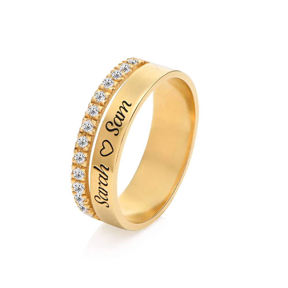 Sofia Double Band Ring with 0.15CT Diamonds in 18K Gold Plating-3 product photo