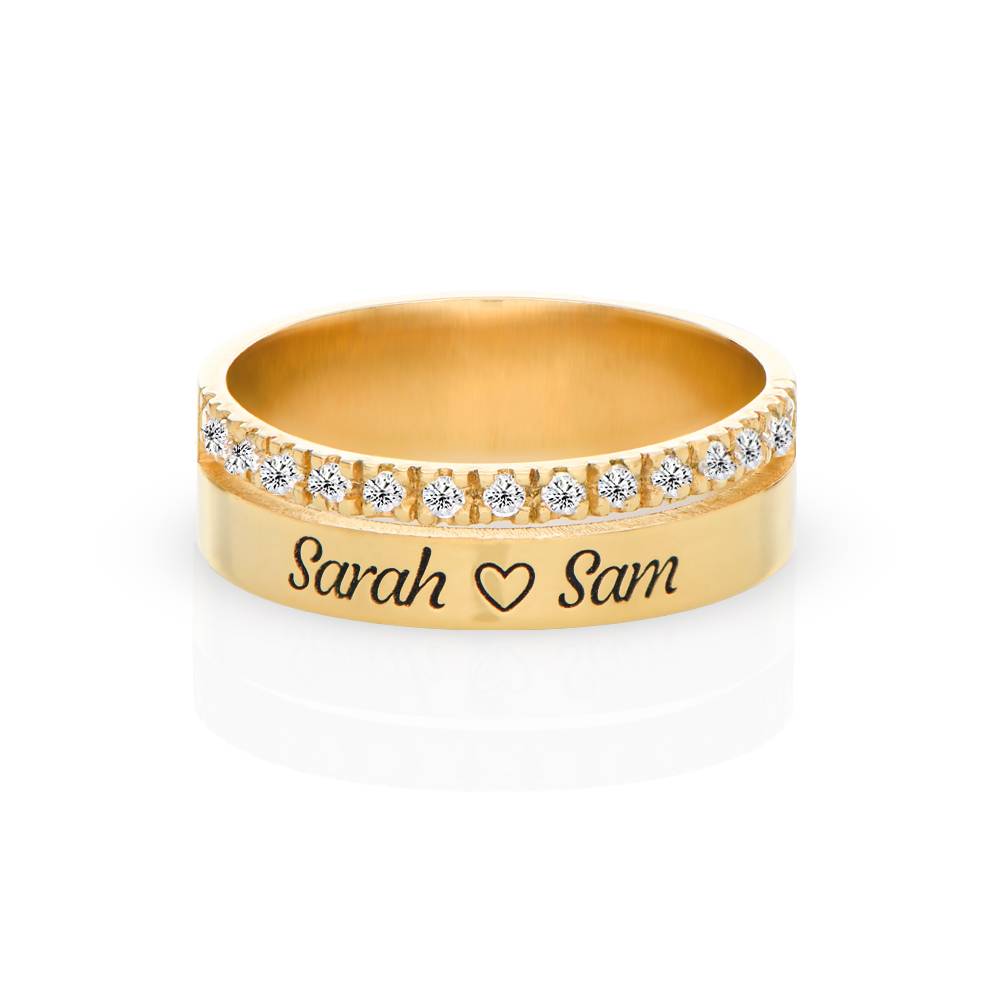Sofia Double Band Ring with 0.15CT Diamonds in 18K Gold Plating-2 product photo