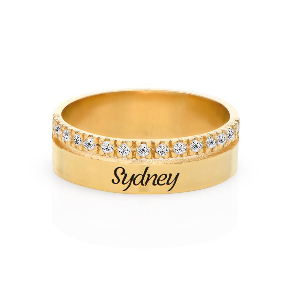 Sofia Double Band Ring with 0.15CT Diamonds in 18K Gold Vermeil-4 product photo