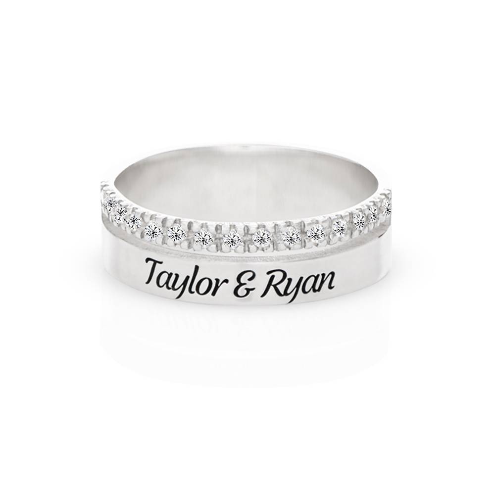 Sofia Double Band Ring with 0.15CT Diamonds in Sterling Silver-1 product photo