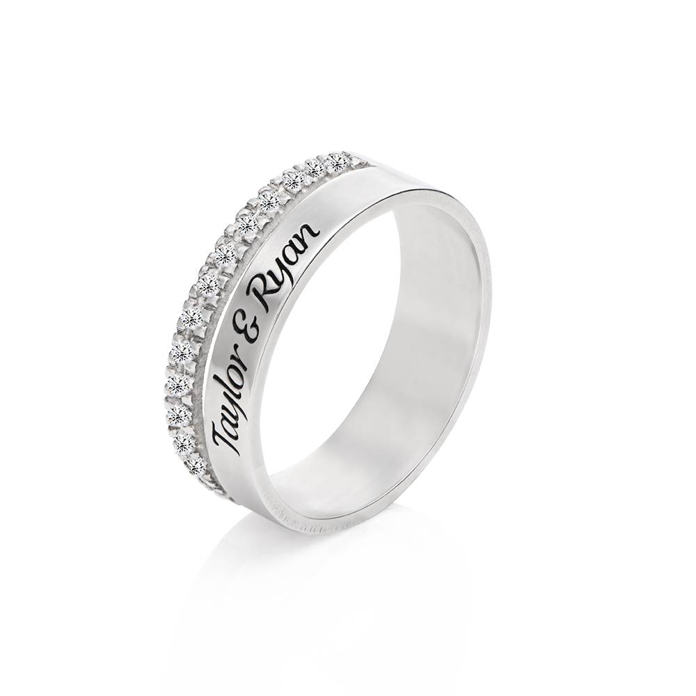 Sofia Double Band Ring with 0.15CT Diamonds in Sterling Silver-2 product photo