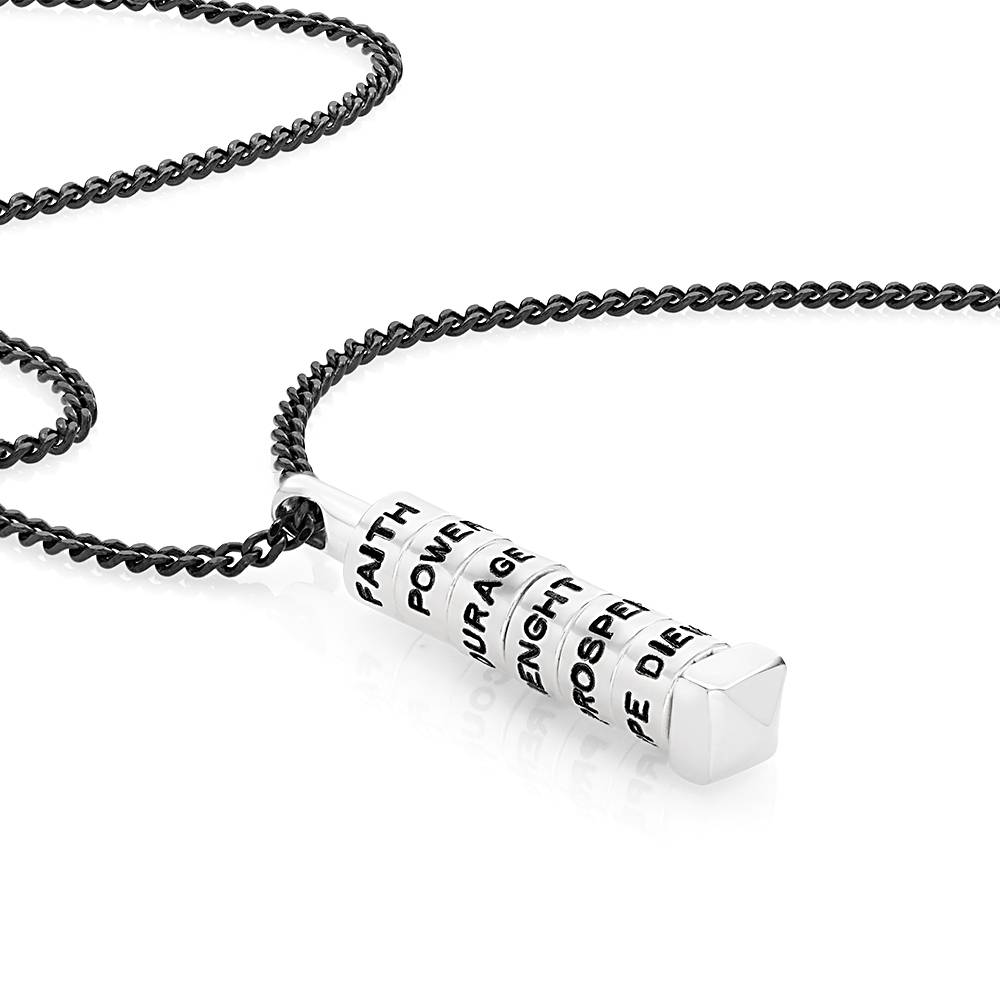 Stackable 3D Bar Necklace for Men in Sterling Silver-4 product photo
