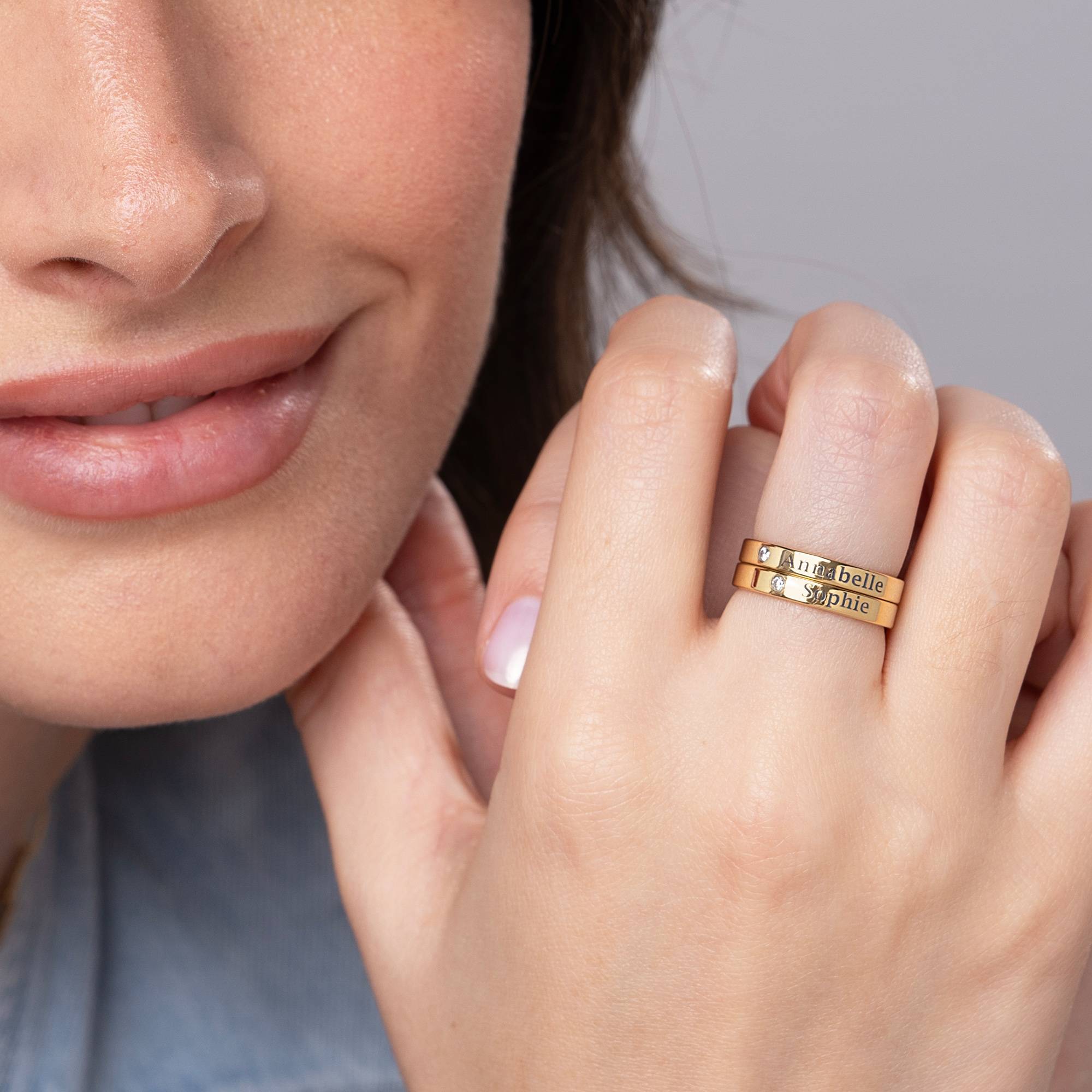 Stackable Diamond Name Ring in 18K Gold Vermeil-5 product photo
