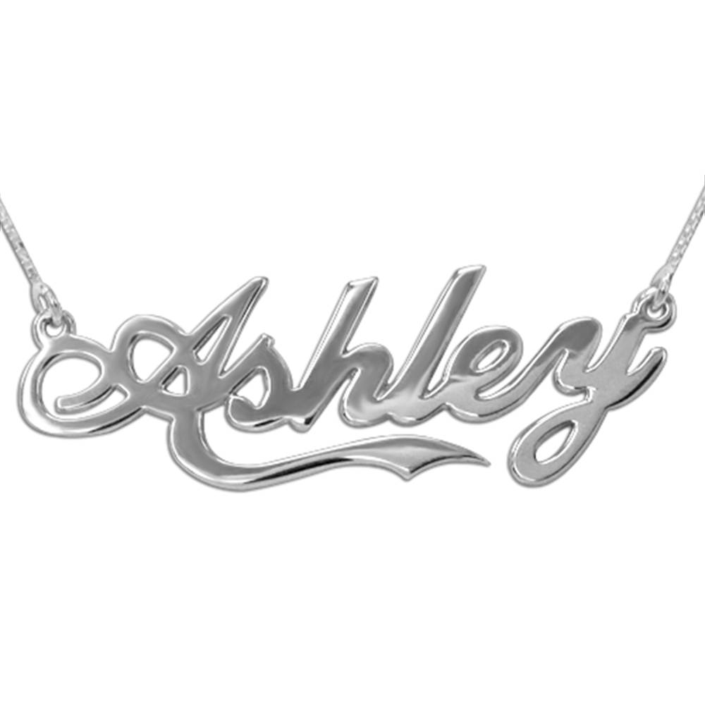 Double Thickness Silver Coca Cola Font Name Necklace With Rollo Chain product photo
