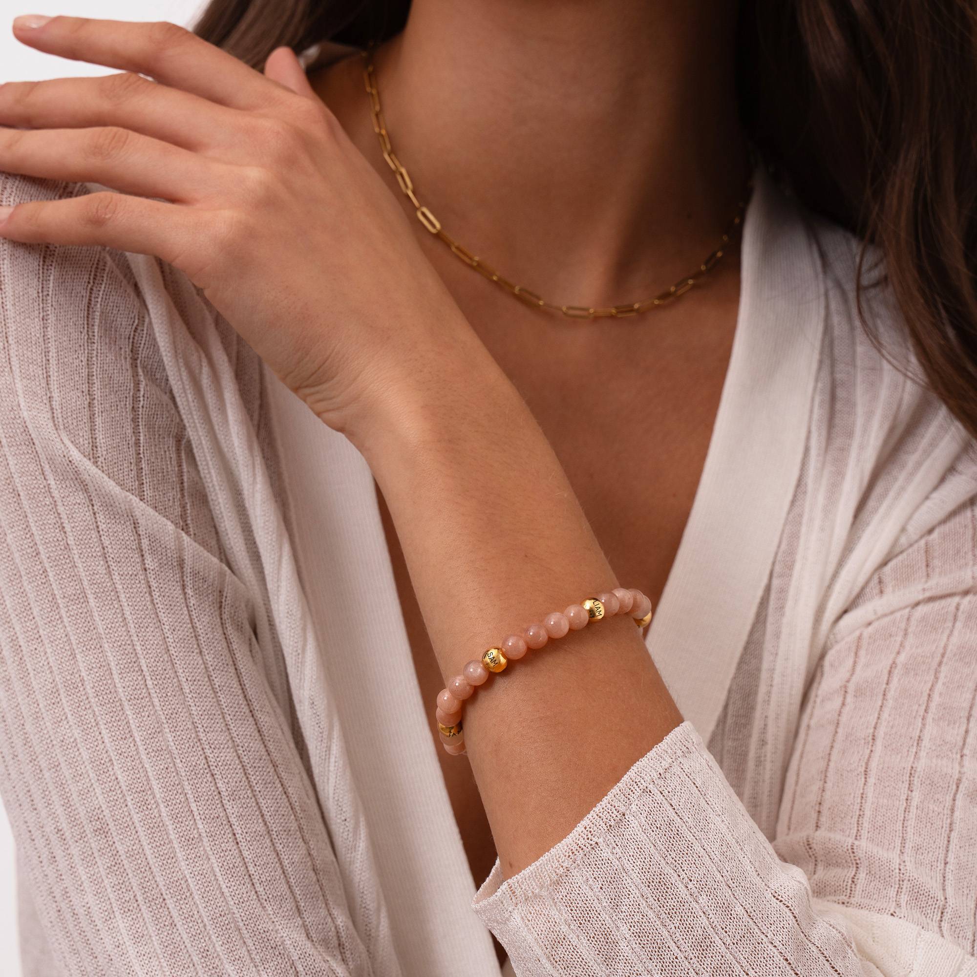 Sunstone Semi-Precious Balance Bead Bracelet in 18k Gold Plating-2 product photo