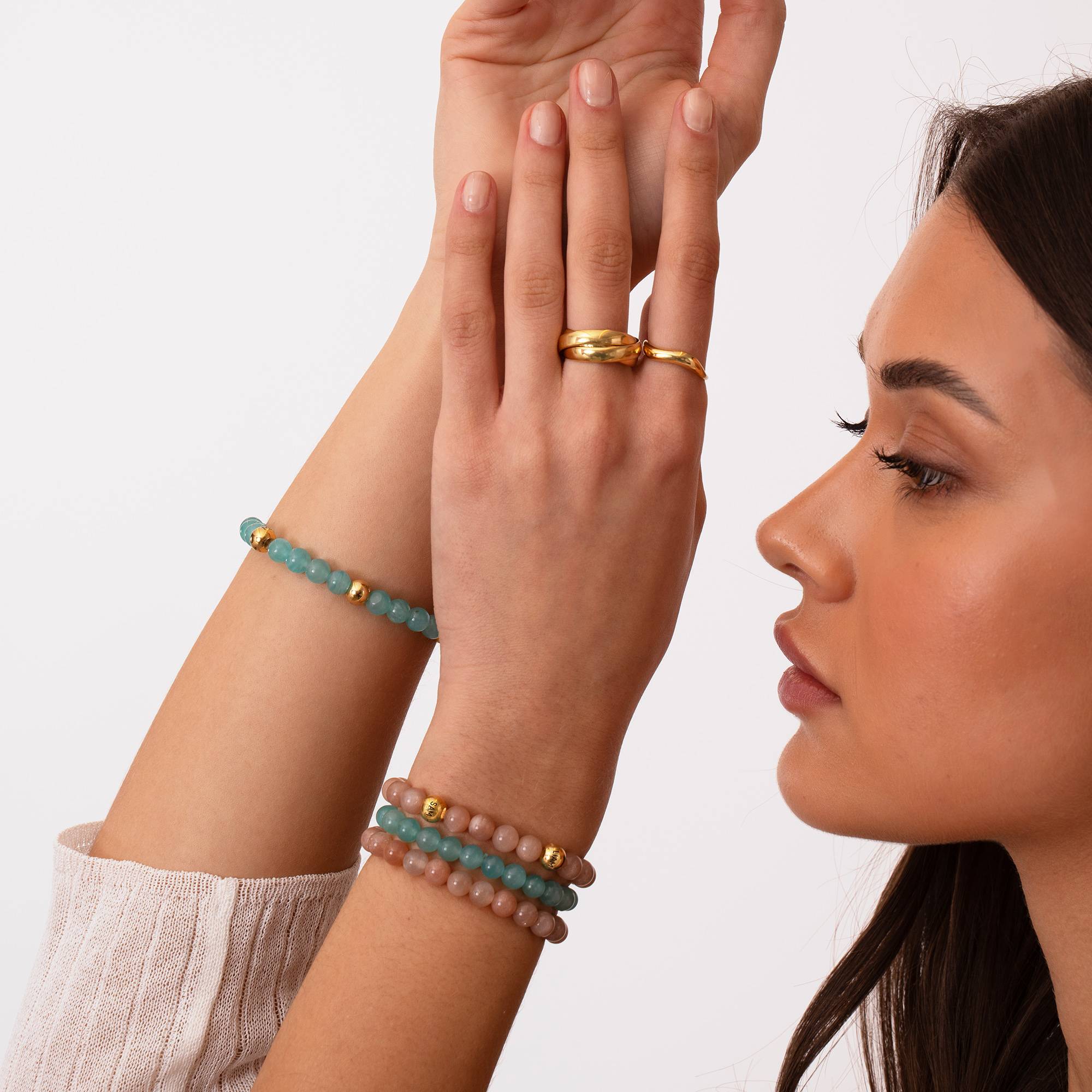 Sunstone Semi-Precious Balance Bead Bracelet in 18k Gold Vermeil-4 product photo