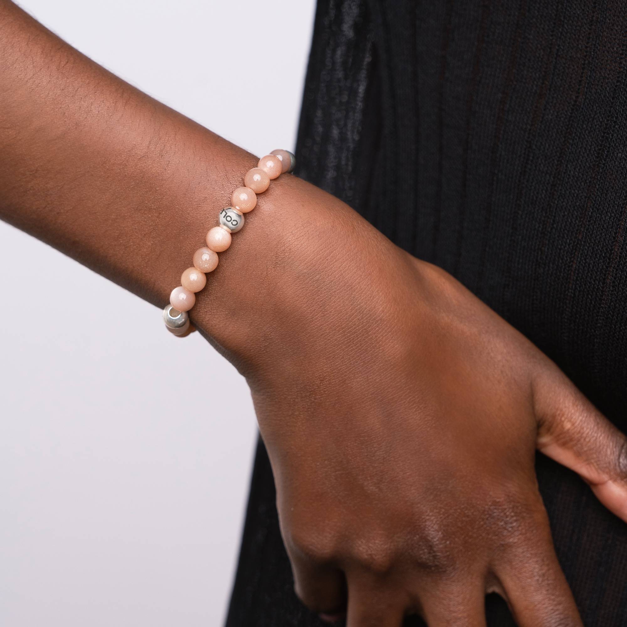 Sunstone Semi-Precious Balance Bead Bracelet in Sterling Silver-3 product photo
