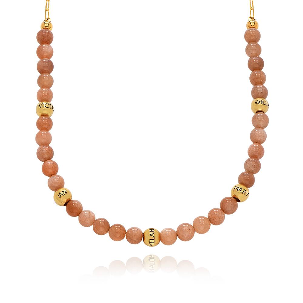 Sunstone Semi-Precious Balance Bead Necklace in 18k Gold Plating-5 product photo