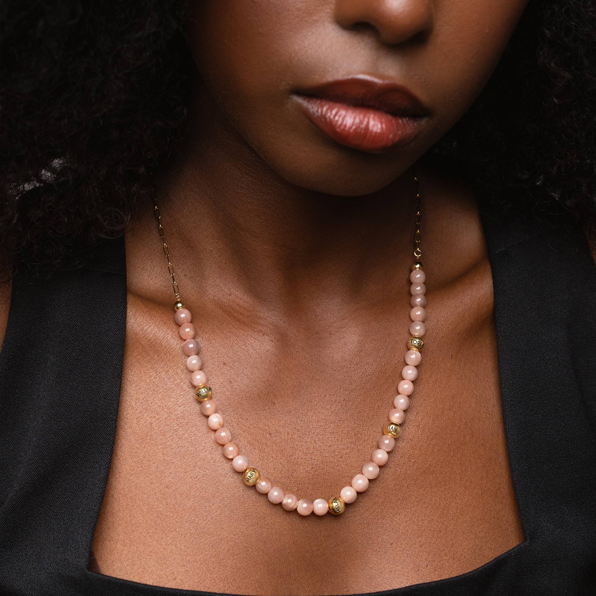 Sunstone Semi-Precious Balance Bead Necklace in 18k Gold Plating-2 product photo