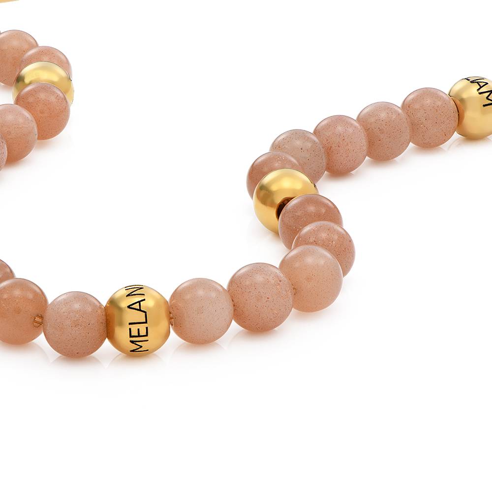 Sunstone Semi-Precious Balance Bead Necklace in 18k Gold Plating-3 product photo