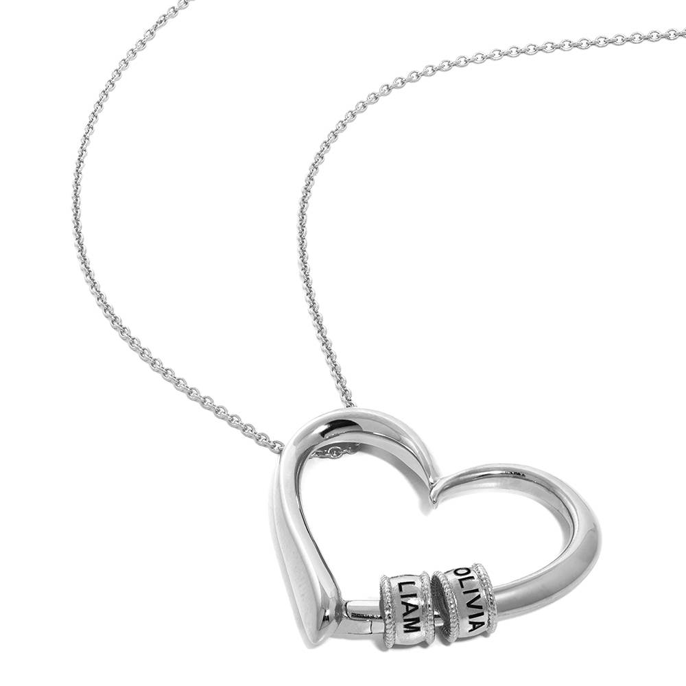 Charming Heart Necklace with Engraved Beads in Sterling Silver-6 product photo