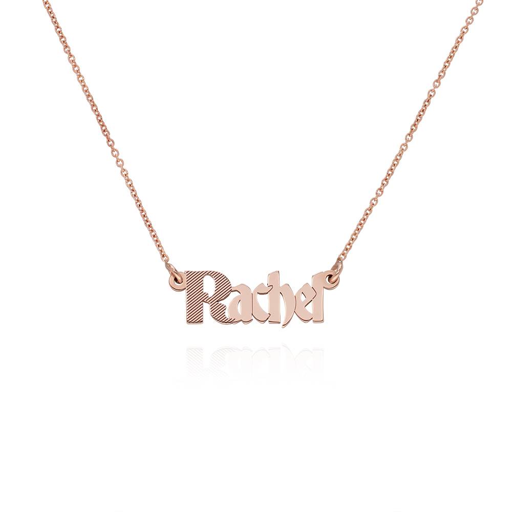 Wednesday Textured Gothic Name Necklace in 18K Rose Gold Plating-3 product photo