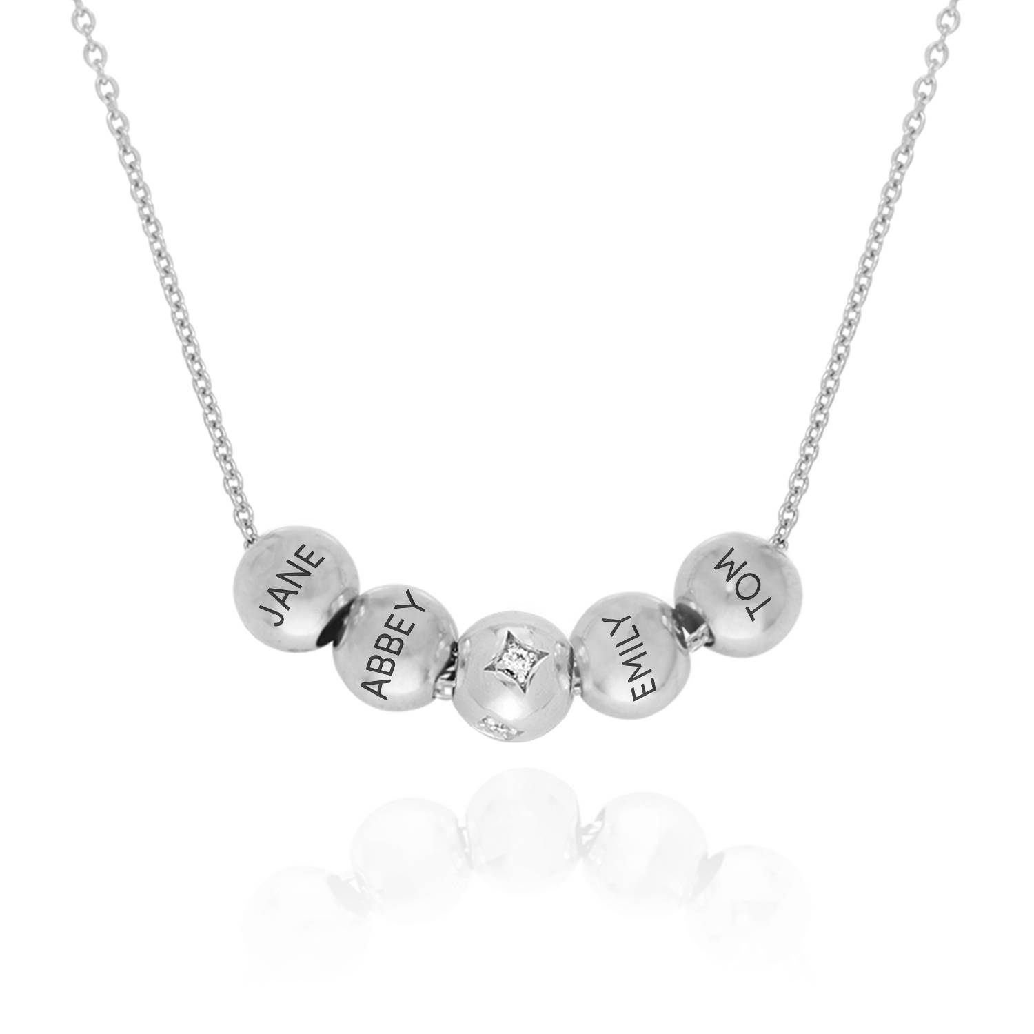 The Balance Bead Necklace With 0.08CT Diamond in Sterling Silver-2 product photo