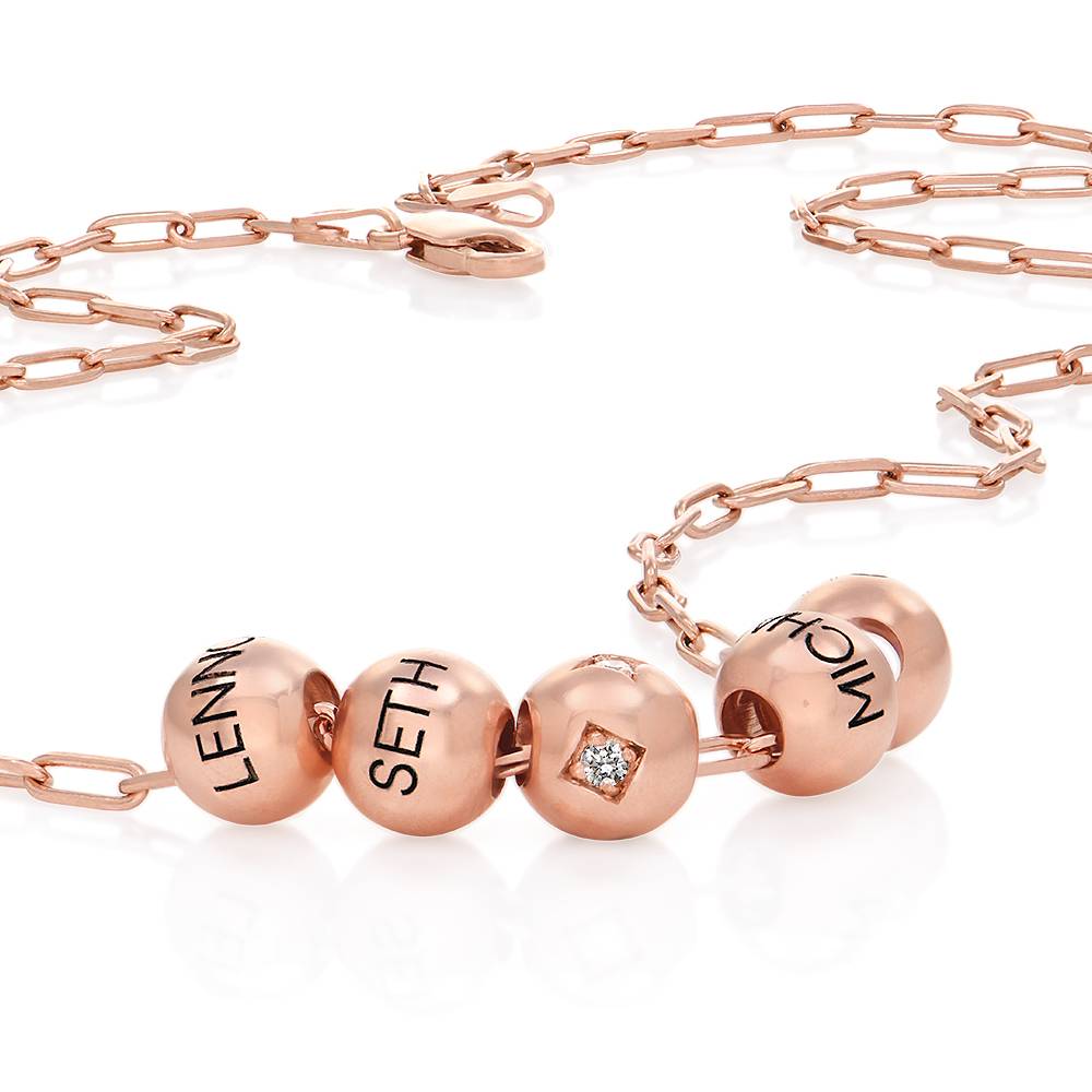 The Balance Bead Necklace with 0.08ct Diamond Bead in 18K Rose Gold Vermeil-5 product photo