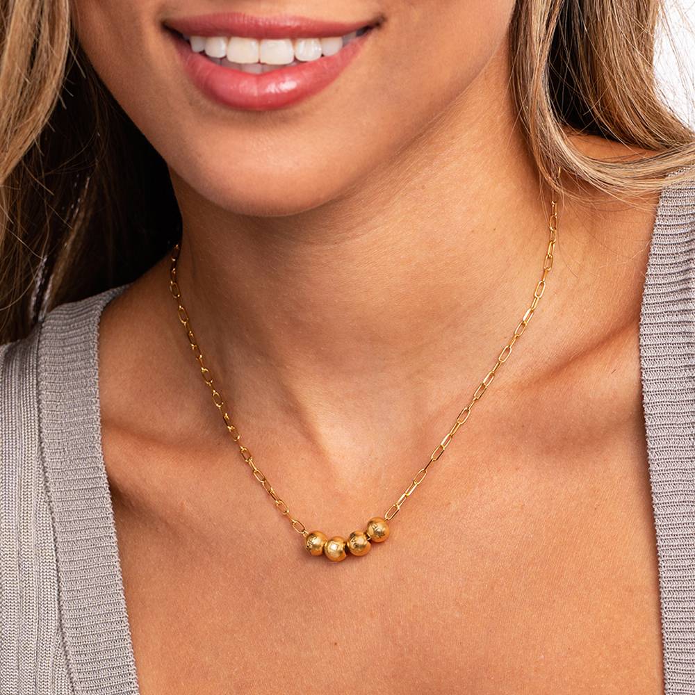 The Balance Bead Necklace with 0.08ct Diamond Bead in 18K Gold Plating-3 product photo