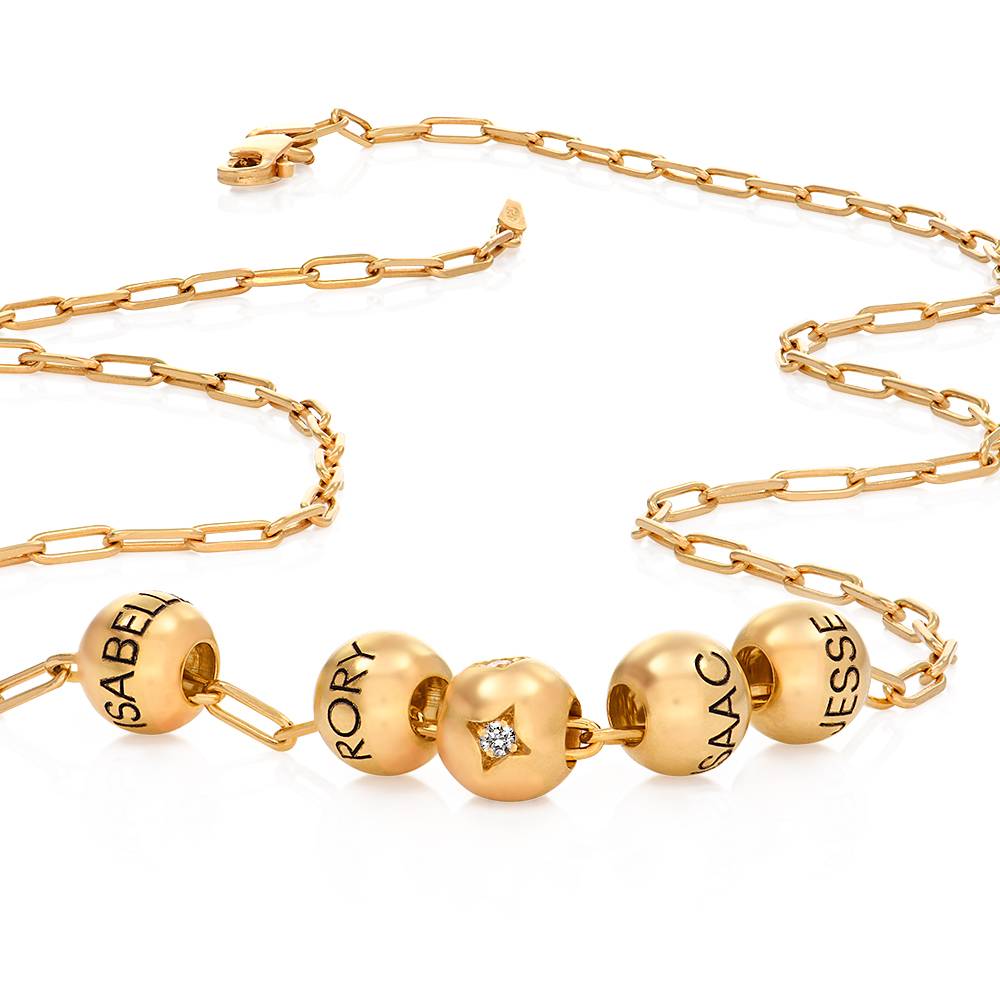 The Balance Bead Necklace with 0.08ct Diamond Bead in 18K Gold Plating-2 product photo