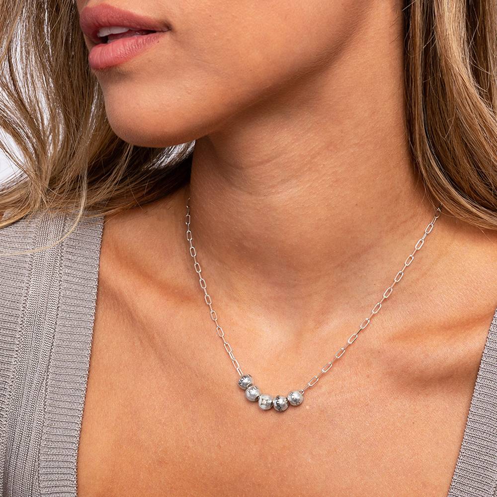 The Balance Bead Necklace with 0.08ct Diamond Bead in Sterling Silver-2 product photo
