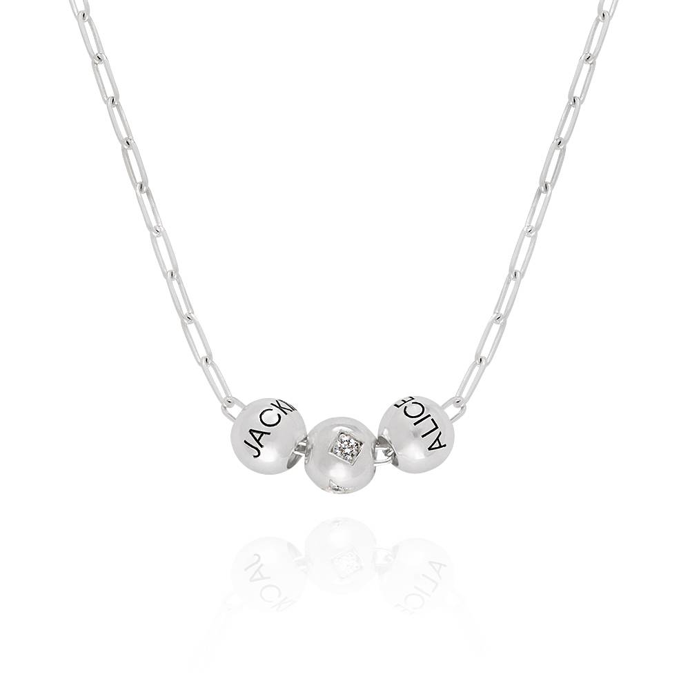 The Balance Bead Necklace with 0.08ct Diamond Bead in Sterling Silver-4 product photo