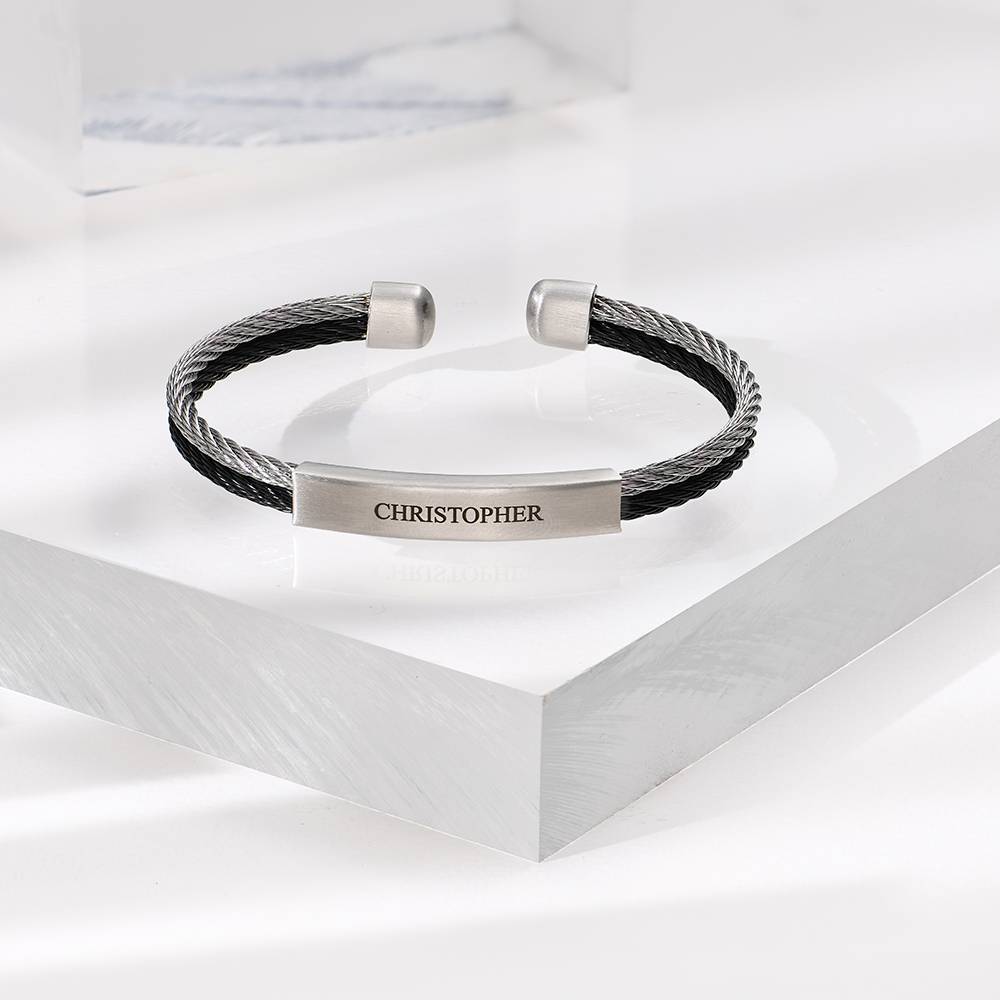 The Leader Personalized Mens Cuff Bracelet in Stainless Steel-1 product photo