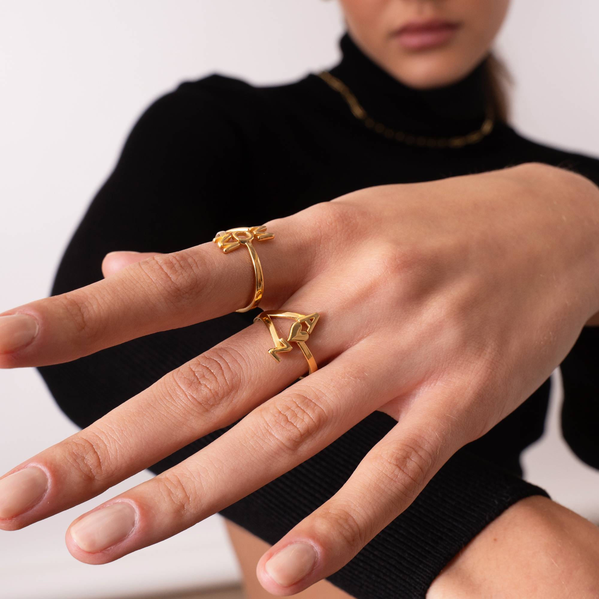 Three Initial Infinity Ring in 18k Gold Vermeil-5 product photo