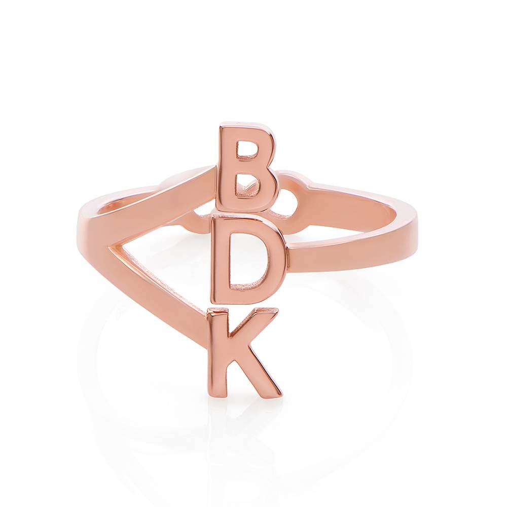 Three Initial Infinity Ring in 18k Rose Gold Plating-2 product photo