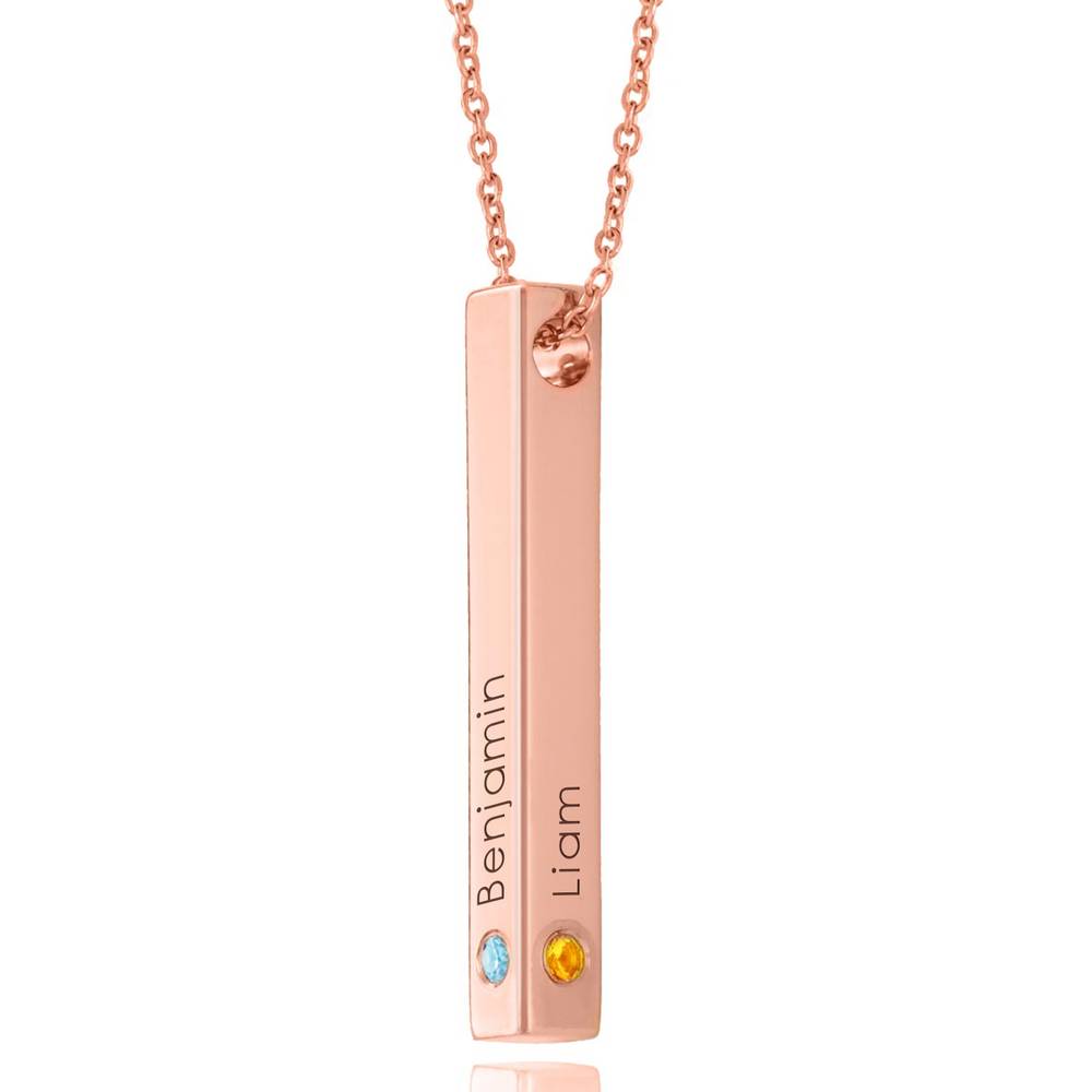 Totem 3D Bar Necklace with Birthstones in 18k Rose Gold Vermeil product photo