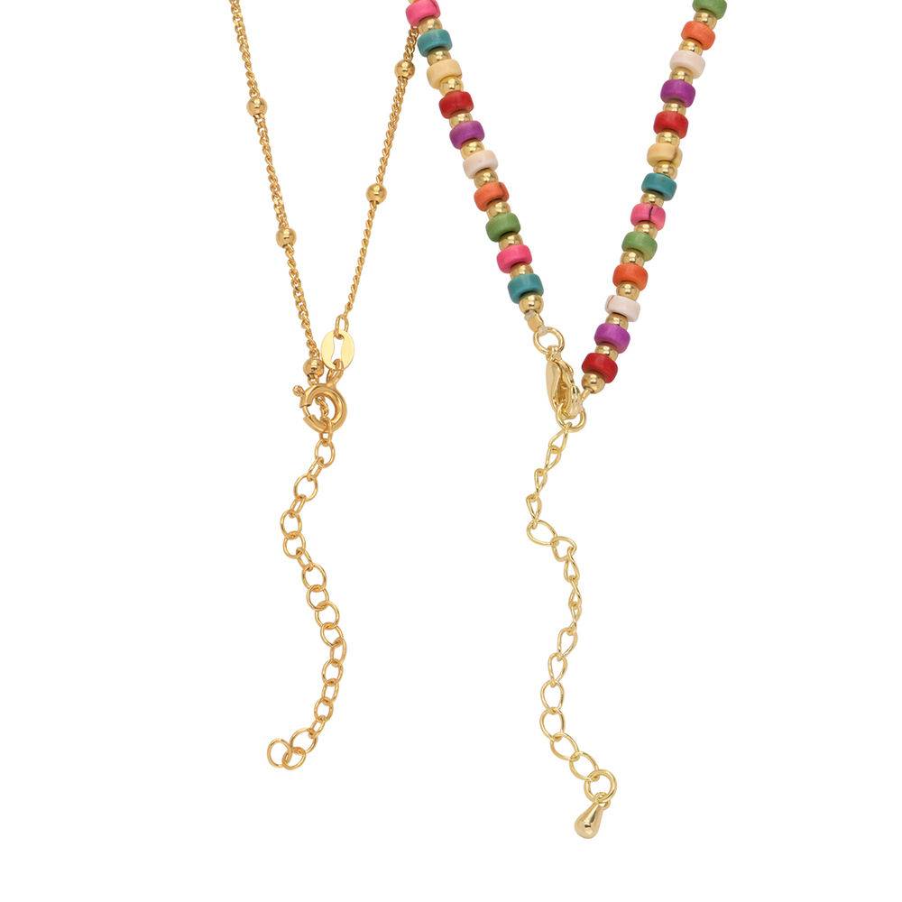 Tropical Layered Beads Necklace with Initials and 0.10CT Diamond in Gold Plating-3 product photo