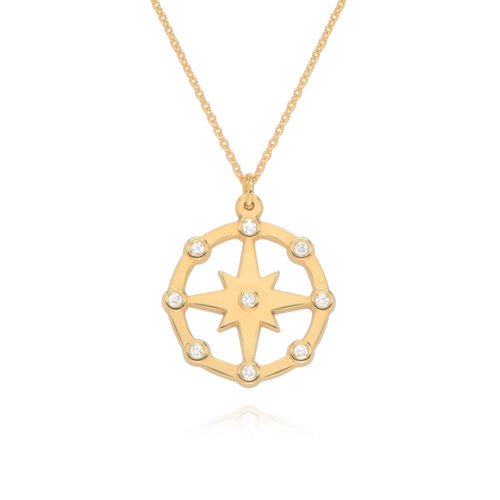 Twinkling Northern Star Necklace with Diamonds in 18K Gold Plating-3 product photo