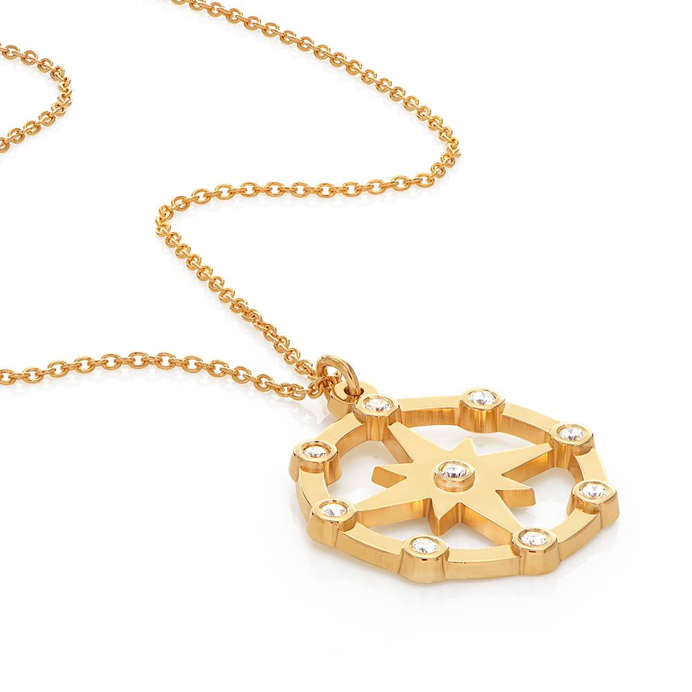 Twinkling Northern Star Necklace with Diamonds in 18K Gold Vermeil-2 product photo